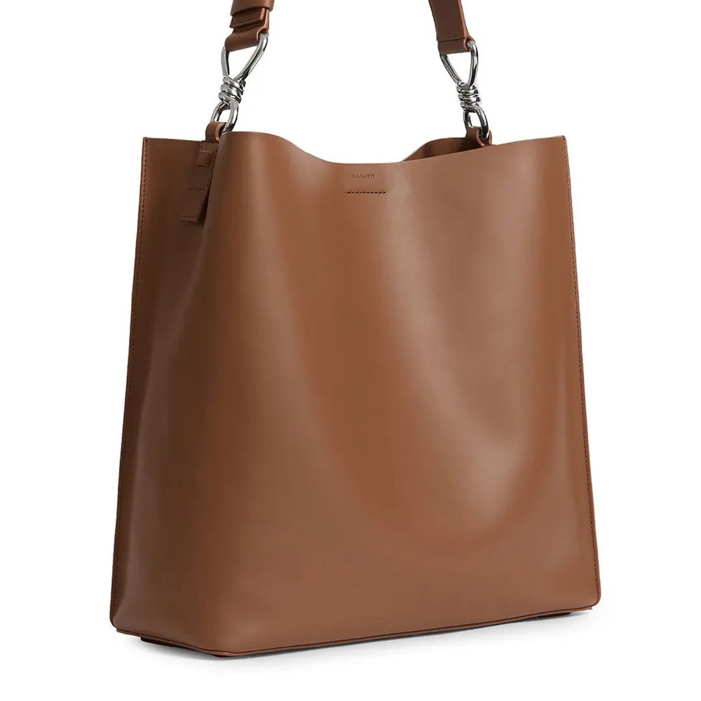 All Saints Tan Leather Tote Bag